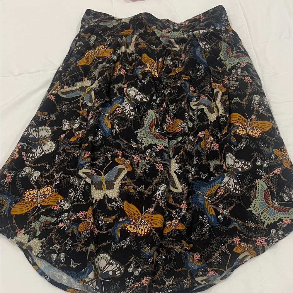 Floral Butterfly Print Black Skirt